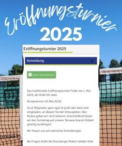 Eröffnungsturnier 2025 Infos, Anmeldung