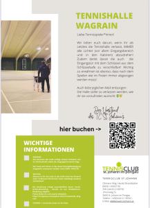 Allgemeine Info´s Tennishalle Wagrain