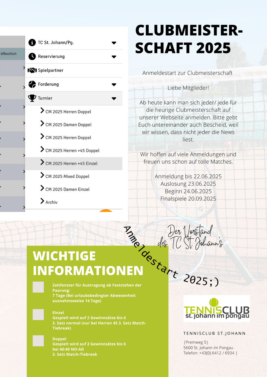 Anmeldung Clubmeisterschaft 2025