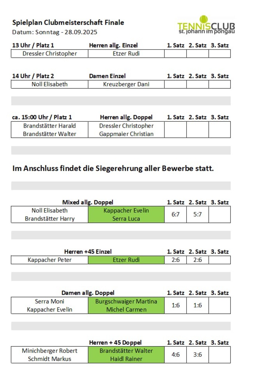 Info Finalspiele und Siegerehrung CM 2025